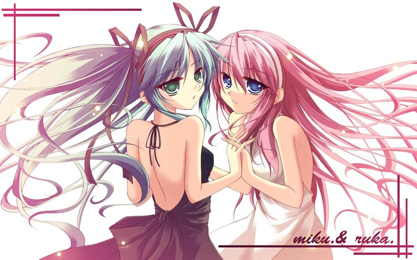 hatsune miku and megurine luka (vocaloid) drawn by a_flow