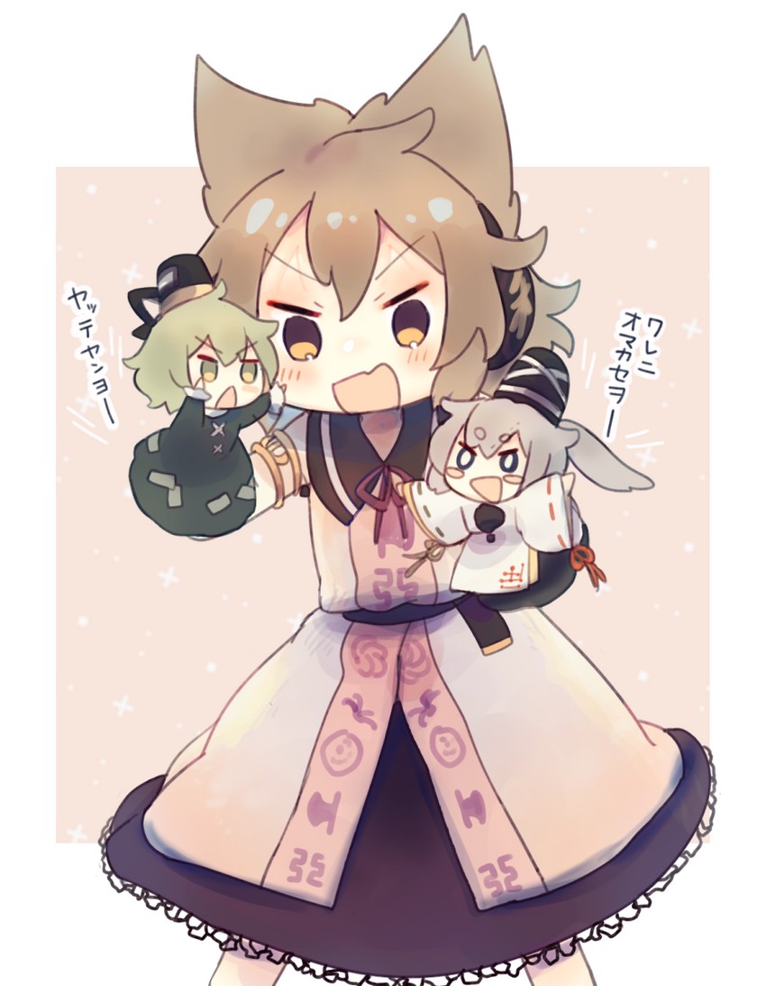 toyosatomimi no miko, mononobe no futo, and soga no tojiko (touhou) drawn by ashiyu_(ashu-ashu)