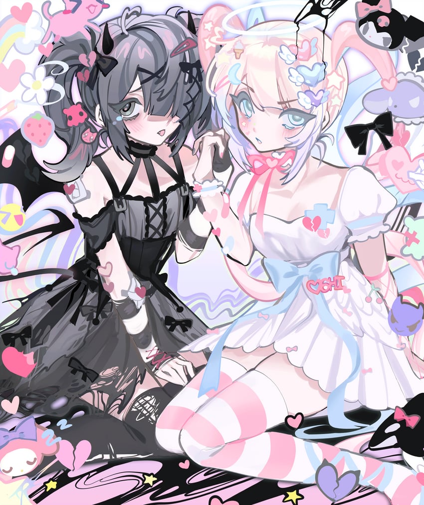 chouzetsusaikawa tenshi-chan, ame-chan, my melody, and kuromi (sanrio and 2 more) drawn by mokiette