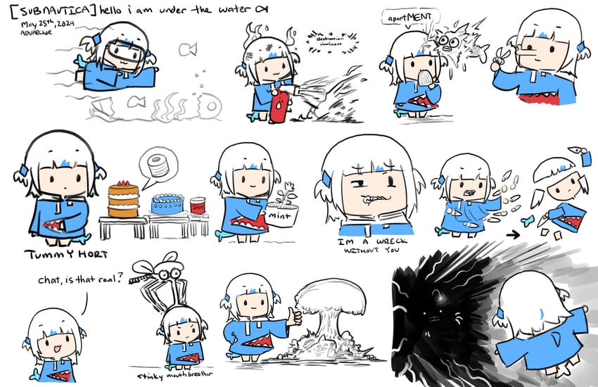 gawr gura and smol gura (hololive and 2 more) drawn by advarcher