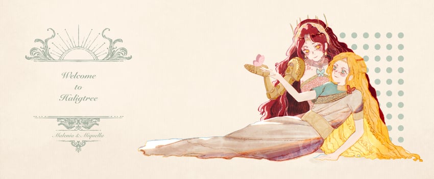 malenia blade of miquella and miquella (elden ring) drawn by amskii201
