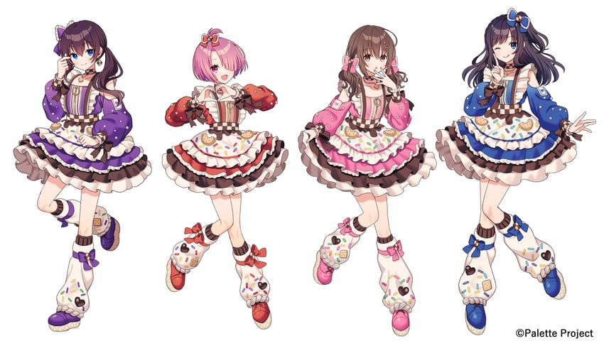 nanami rona, fujimiya kotoha, kitami ayumu, and eba kyouka (palette project) drawn by amagi_hana