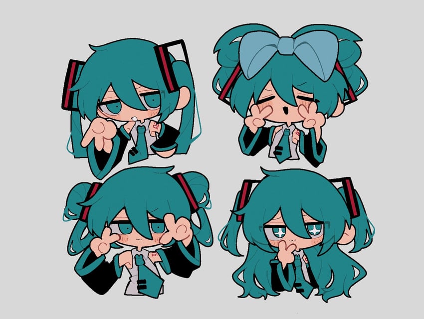 hatsune miku and cinnamiku (vocaloid) drawn by shiba_inu_(j1piwzrj8xdzywk)