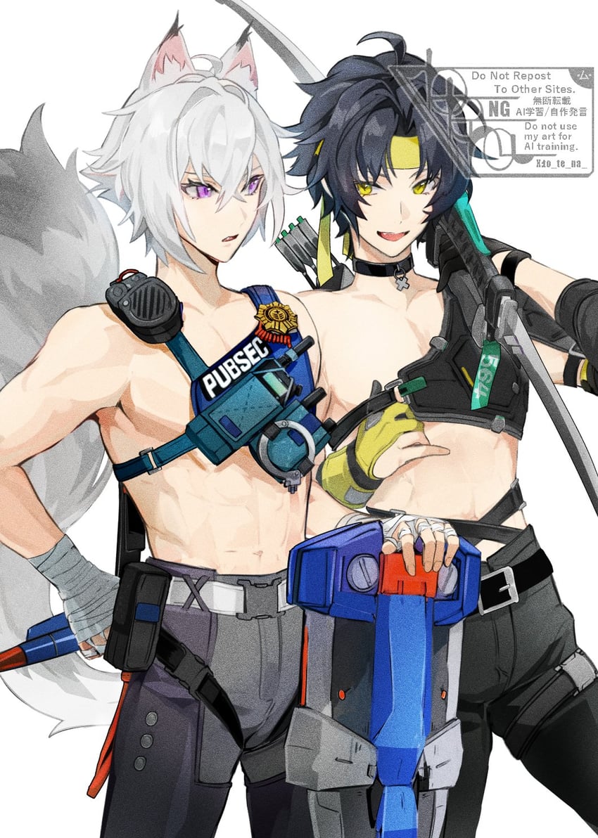 asaba harumasa and seth lowell (zenless zone zero) drawn by to_te_na