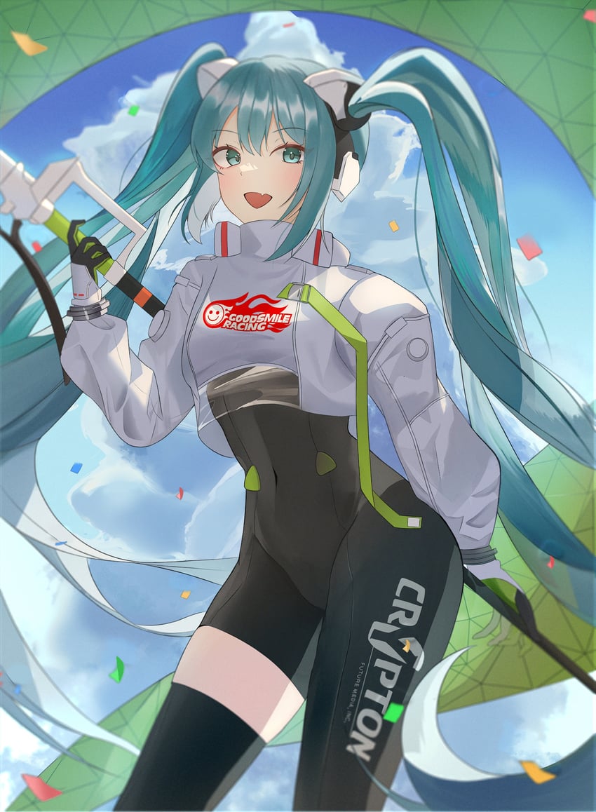 hatsune miku and racing miku (vocaloid and 1 more) drawn by lussahyoxeyy1ov