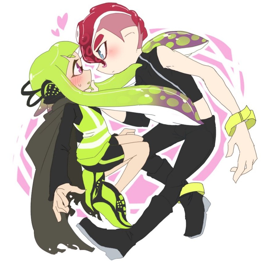 inkling player character, inkling girl, octoling player character, agent 8, octoling boy, and 1 more (splatoon and 3 more) drawn by banamiluv
