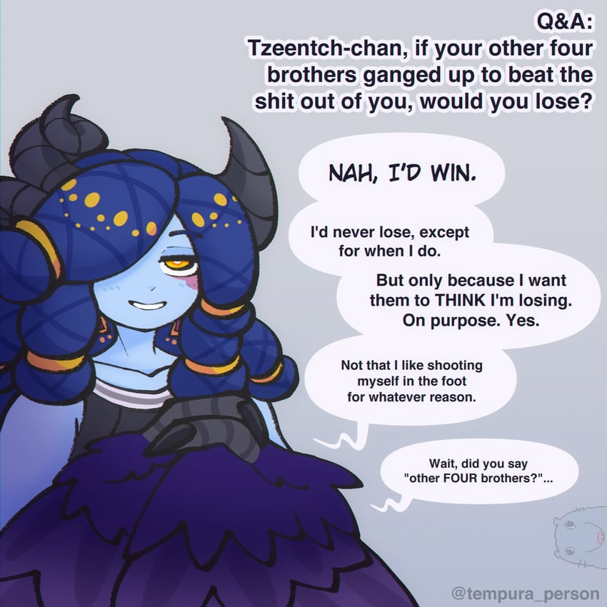 tzeentch and stupid rat (warhammer 40k and 2 more) drawn by tempura_person