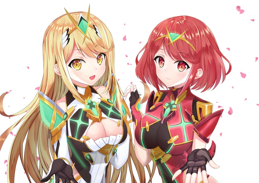 pyra and mythra (xenoblade chronicles and 1 more) drawn by momomochi_(839140926)