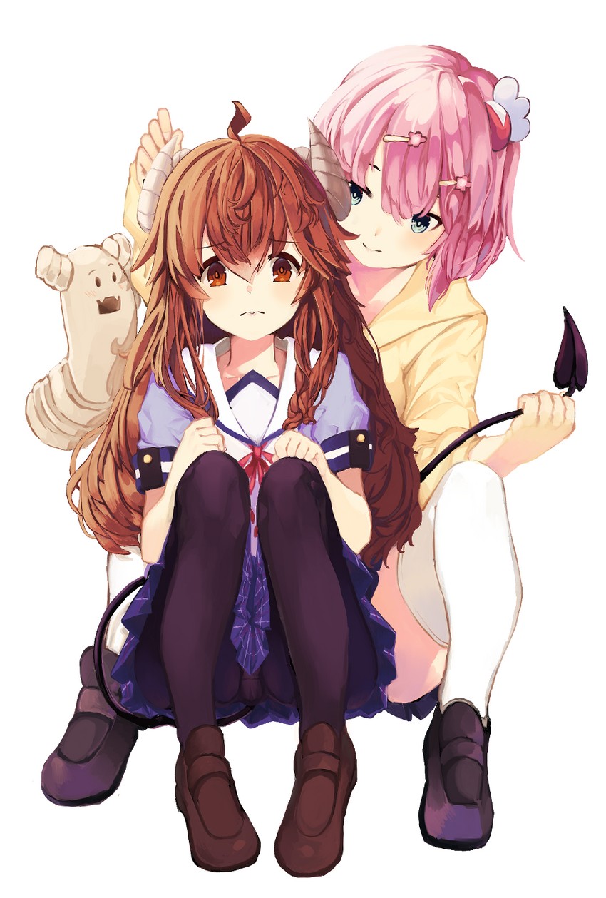yoshida yuuko, chiyoda momo, and lilith (machikado mazoku) drawn by origami_riono