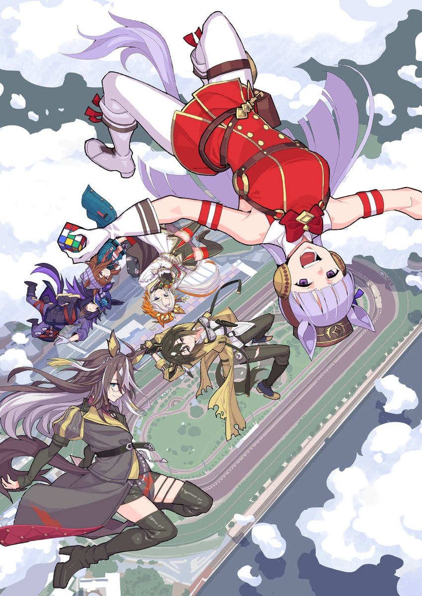 gold ship, nakayama festa, orfevre, dream journey, fenomeno, and 1 more (umamusume and 2 more) drawn by umaguti