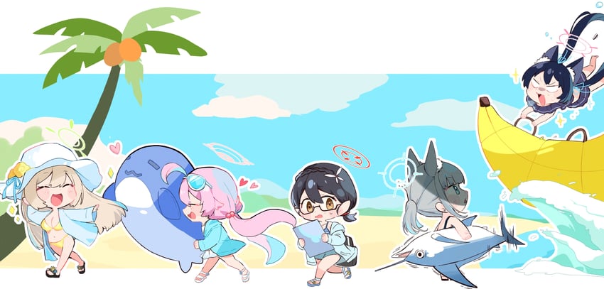 shiroko, hoshino, nonomi, serika, and ayane (blue archive) drawn by nemuri_gbng
