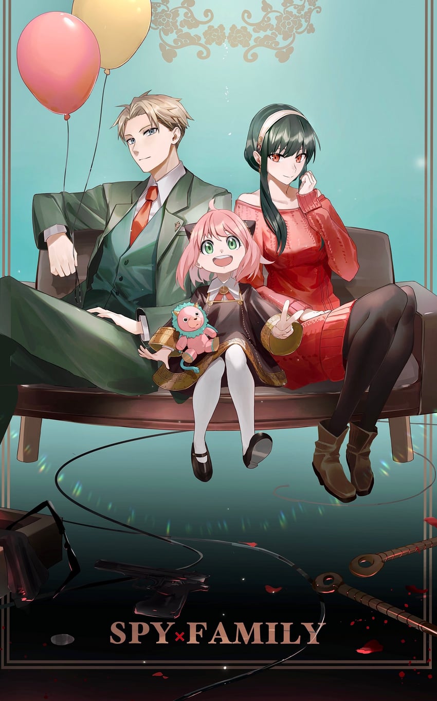 yor briar, anya, twilight, and director chimera (spy x family) drawn by hoshi_rasuku