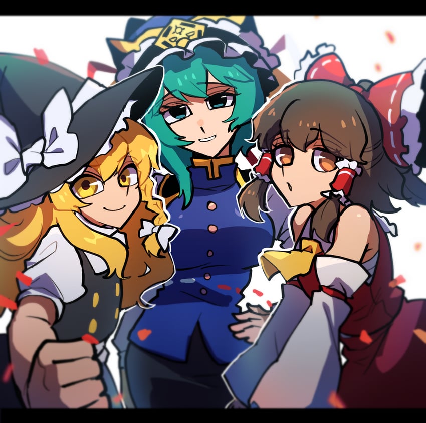 hakurei reimu, kirisame marisa, and shiki eiki (touhou) drawn by iganashi1