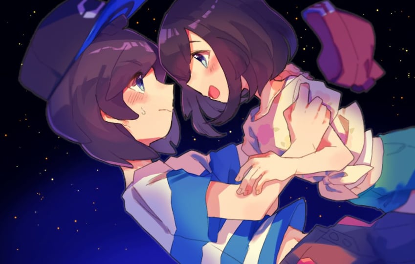 selene and elio (pokemon and 1 more) drawn by toume