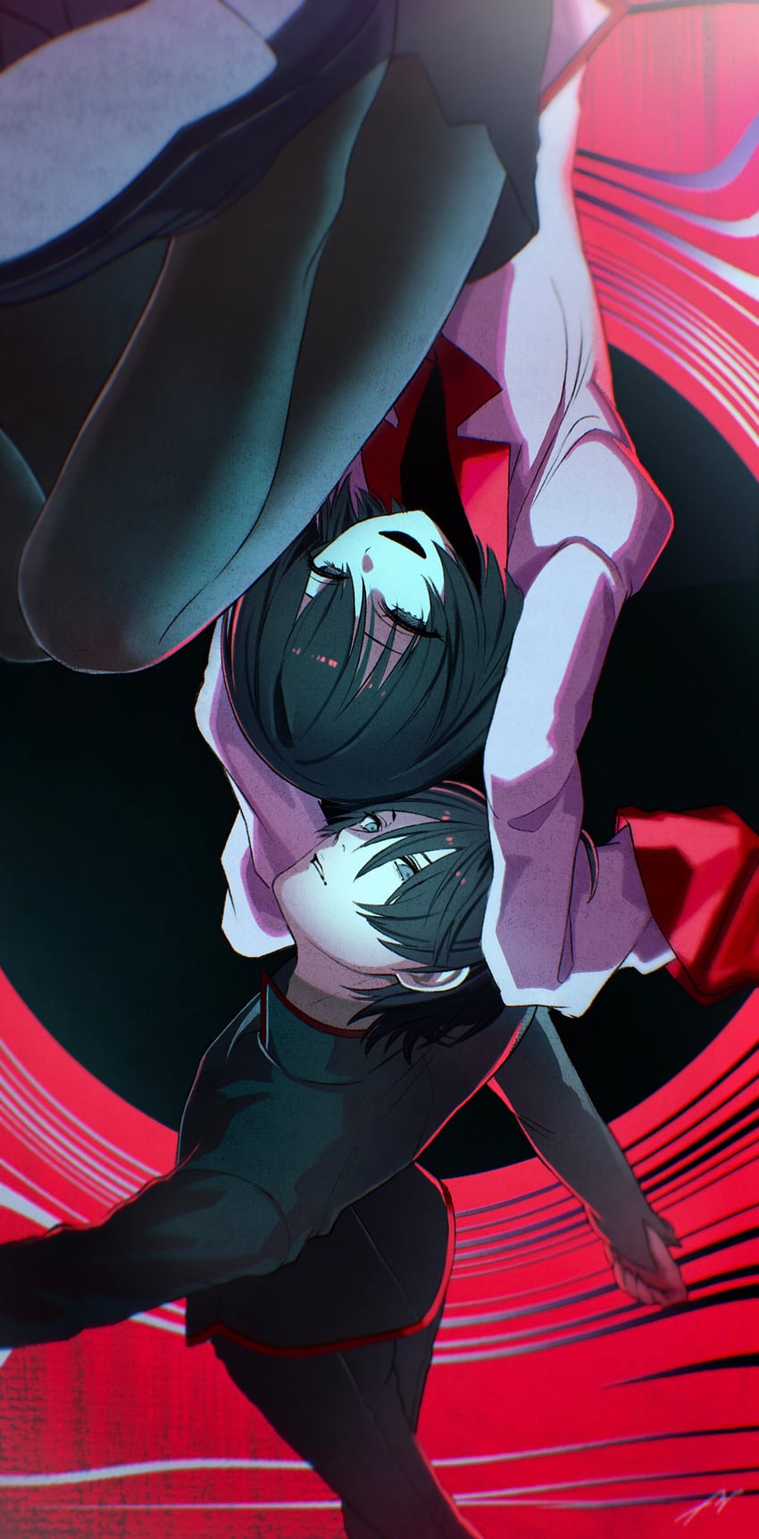 araragi koyomi and oshino ougi (monogatari) drawn by asa_going