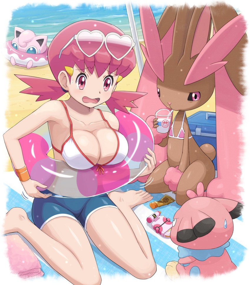 lopunny, jigglypuff, whitney, and snubbull (pokemon and 1 more) drawn by pokemoa
