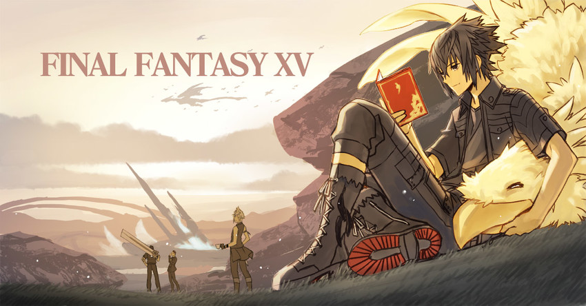 noctis lucis caelum, gladiolus amicitia, prompto argentum, and ignis scientia (final fantasy and 1 more) drawn by decoponmagi