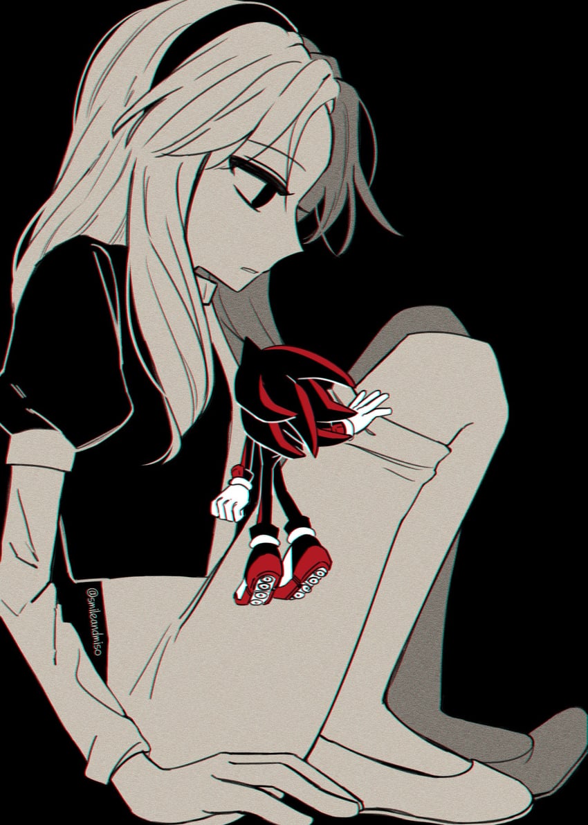 shadow the hedgehog and maria robotnik (sonic) drawn by smileandmiso