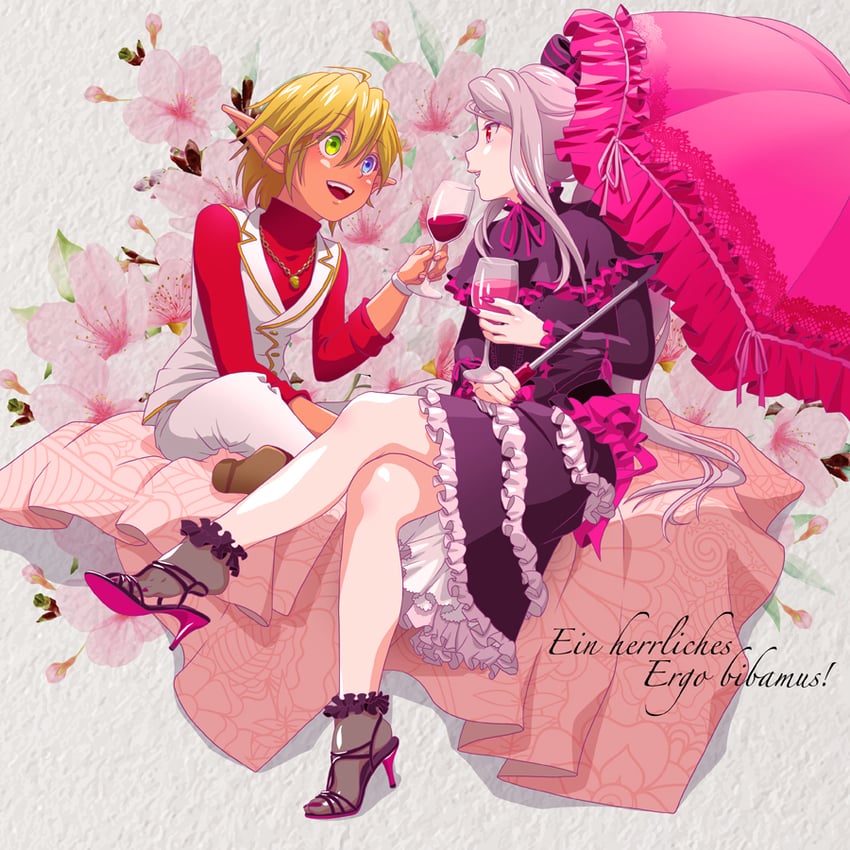 shalltear bloodfallen and aura bella fiora (overlord) drawn by k-ta