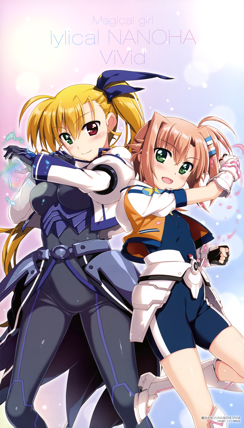 vivio, miura rinaldi, and star saber (lyrical nanoha and 1 more) drawn by fujima_takuya