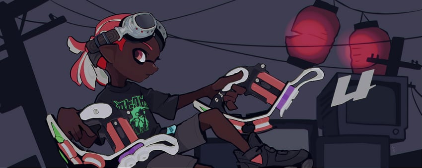 inkling player character and inkling girl (splatoon) drawn by imaikuy0