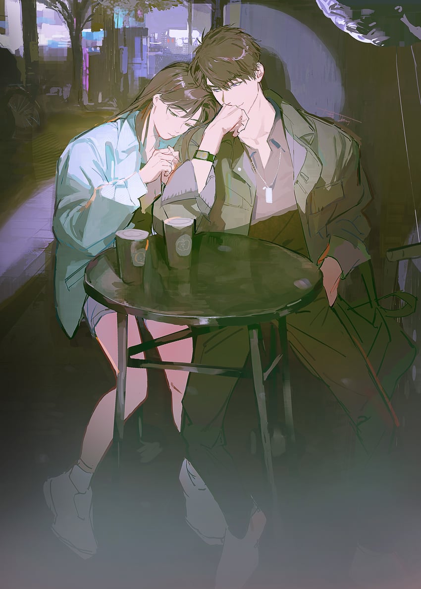 protagonist and caleb (love and deepspace) drawn by bosi_tenghu