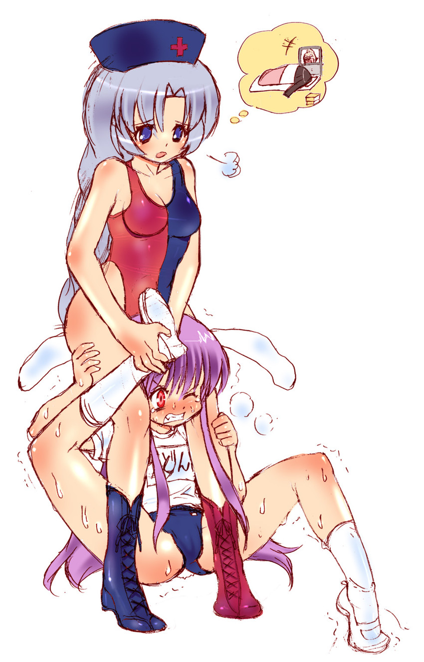 reisen udongein inaba, houraisan kaguya, yagokoro eirin, and kinnikuman (touhou and 2 more) drawn by dei_shirou