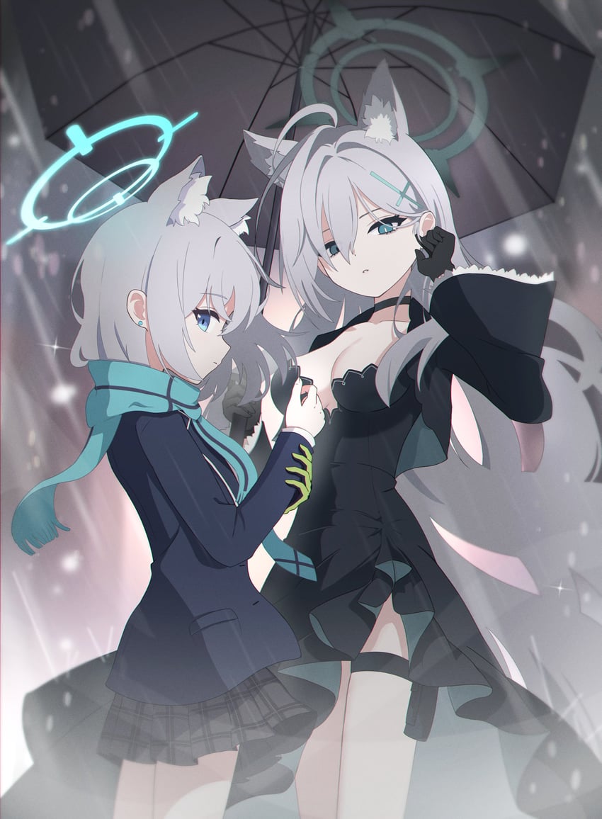 shiroko and shiroko terror (blue archive) drawn by kuroi_taimu
