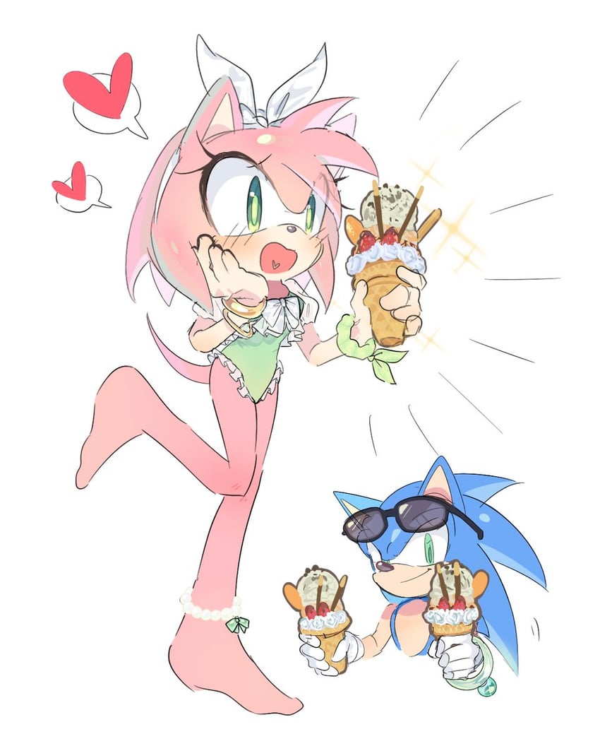 sonic the hedgehog and amy rose (sonic) drawn by cookiecream_00