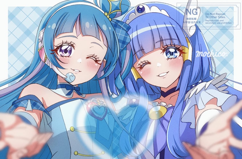 aoki reika, cure beauty, aokaze nana, and cure wink (precure and 2 more) drawn by mochico_bb