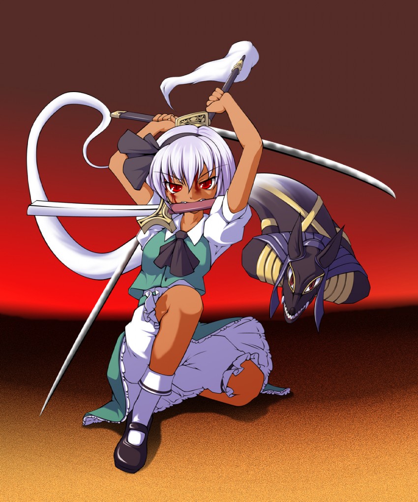 konpaku youmu and anubis (touhou and 1 more) drawn by uzuki_(pixiv184744)