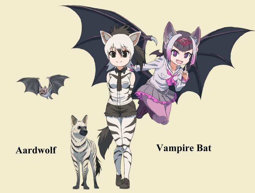 aardwolf and common vampire bat (kemono friends and 1 more) drawn by yamaguchi_yoshimi