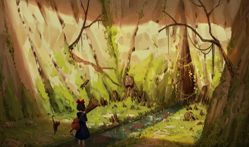 kiki and jiji (studio ghibli and 1 more) drawn by yusheng