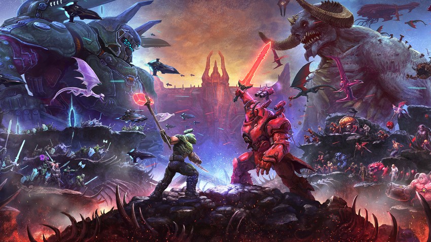 doomguy, cacodemon, imp, baron of hell, cyberdemon, and 16 more (doom and 1 more)