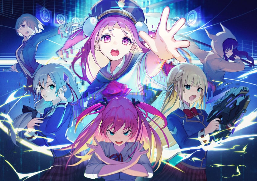 kayamori ruka, izumi yuki, asakura karen, toujou tsukasa, aikawa megumi, and 1 more (heaven burns red) drawn by siole