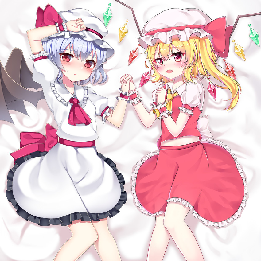 remilia scarlet and flandre scarlet (touhou) drawn by hanen_(borry) and papo
