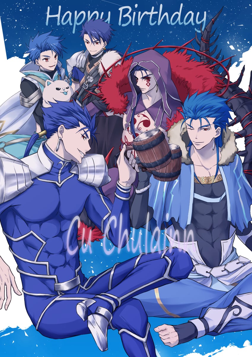 cu chulainn alter, cu chulainn, and setanta (fate and 1 more) drawn by mocomo_(mocomoxxx)