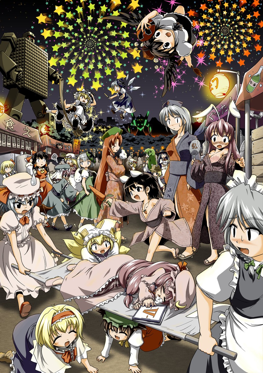 hakurei reimu, kirisame marisa, remilia scarlet, flandre scarlet, izayoi sakuya, and 20 more (touhou and 5 more) drawn by futatsuki_hisame