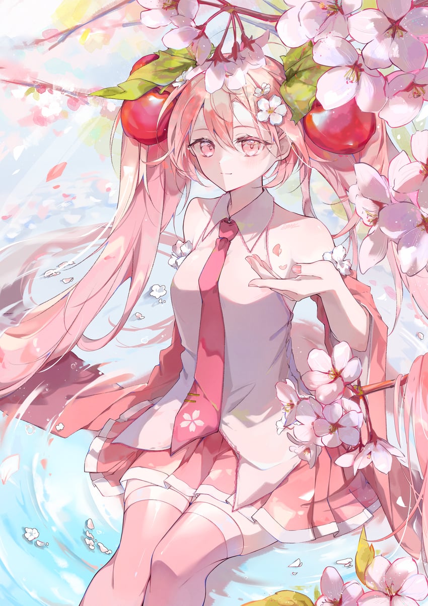 hatsune miku and sakura miku (vocaloid) drawn by syana_alice