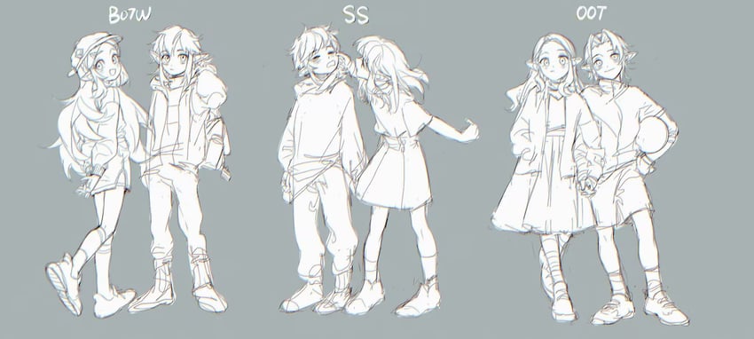 link and princess zelda (the legend of zelda and 3 more) drawn by ji_yuyun