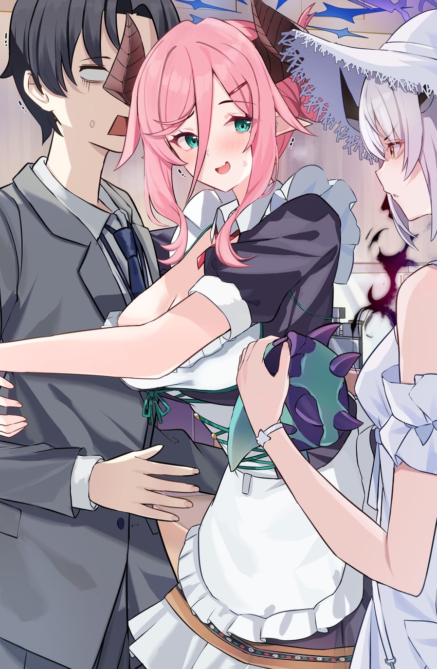 sensei, sena, and juri (blue archive) drawn by mi_taro333