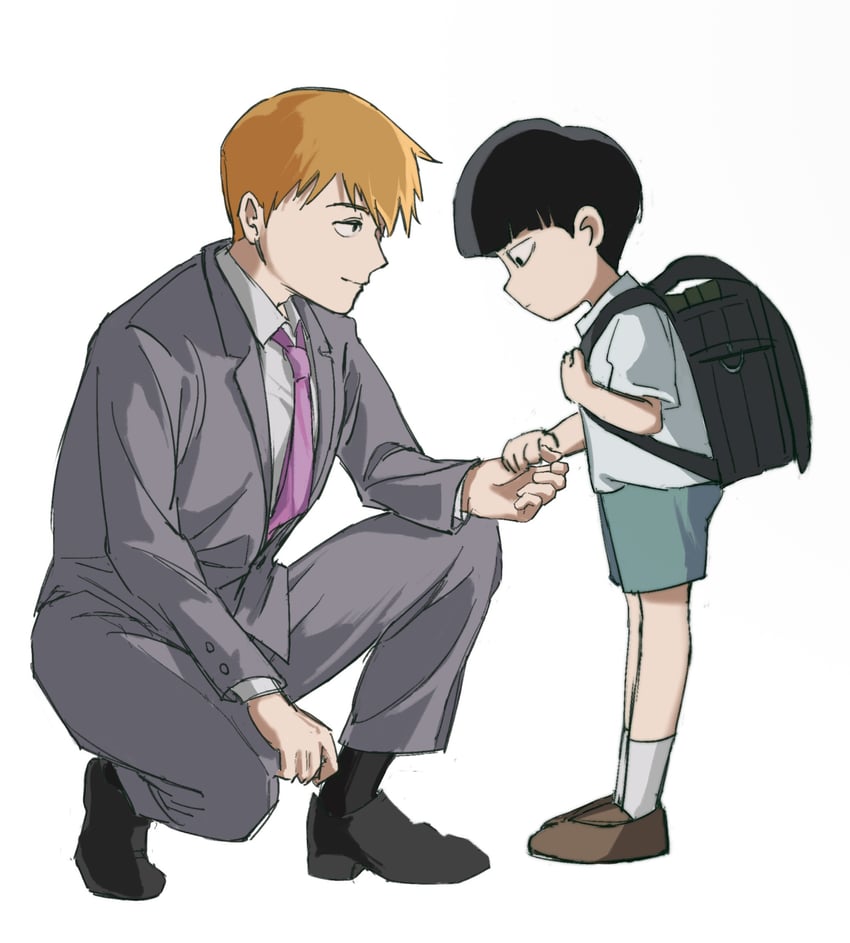 kageyama shigeo and reigen arataka (mob psycho 100) drawn by baobing