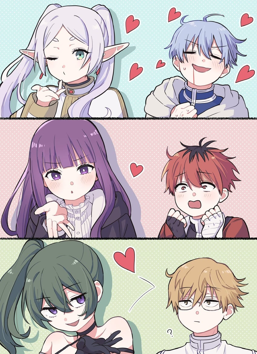 frieren, fern, ubel, stark, himmel, and 1 more (sousou no frieren) drawn by non20non22