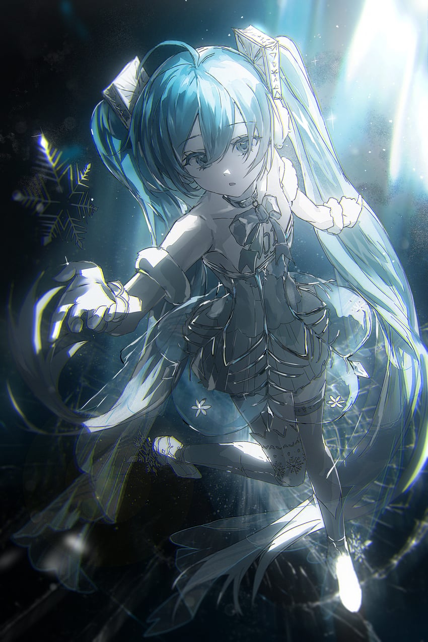 hatsune miku and gramophone miku (vocaloid and 1 more) drawn by zadun