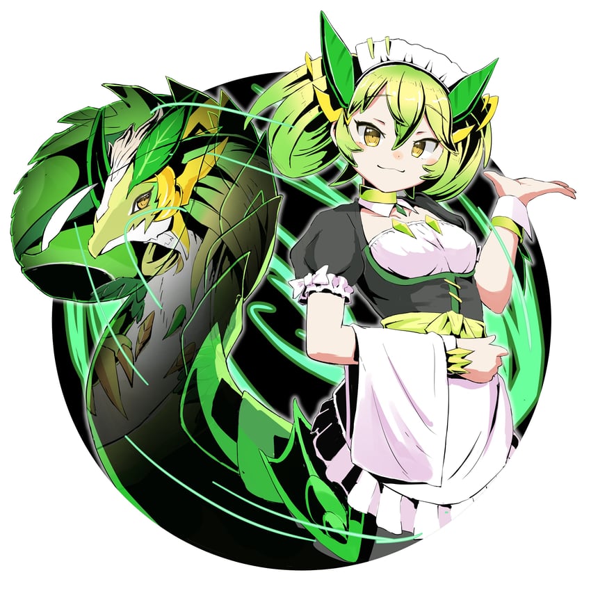 parlor dragonmaid and dragonmaid lorpar (yu-gi-oh!) drawn by tomiyama_mishiro