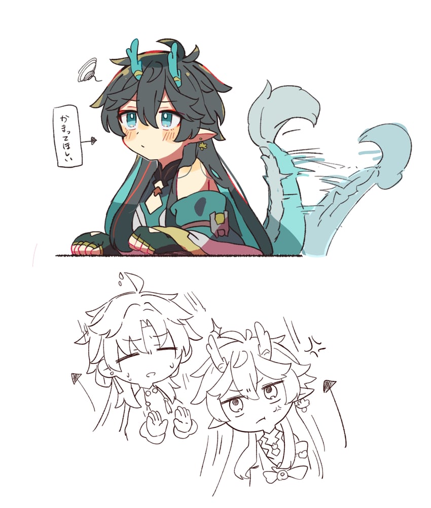 dan heng, blade, and yingxing (honkai and 1 more) drawn by hara_(nanohara)