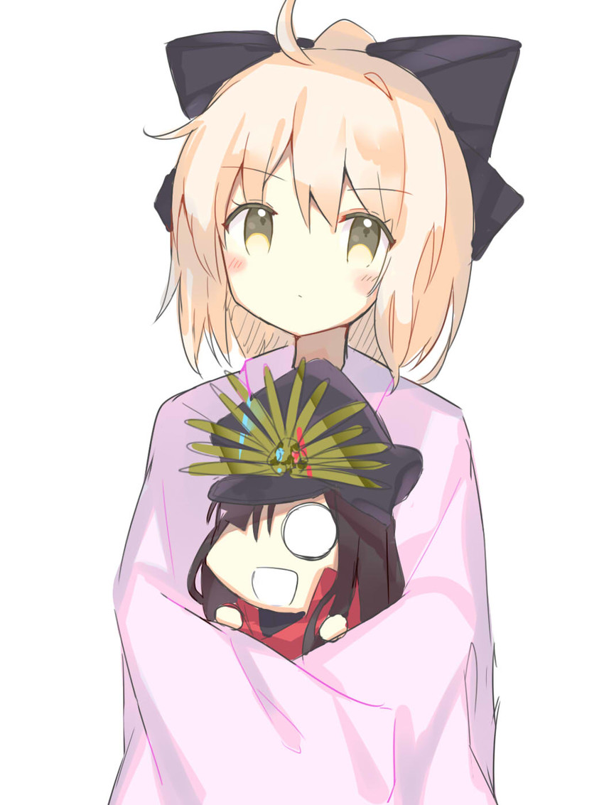 okita souji, oda nobunaga, and mini nobu (fate and 1 more) drawn by kanase_(mcbrwn18)