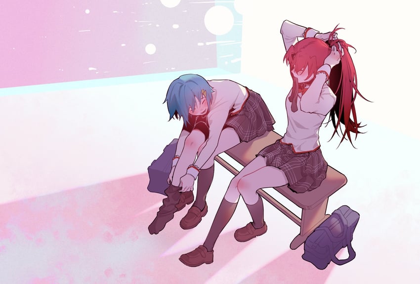 miki sayaka and sakura kyoko (mahou shoujo madoka magica) drawn by riyu_qvq