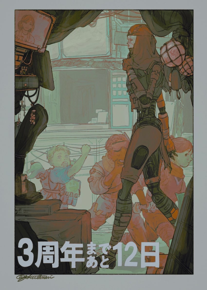 wraith, mirage, revenant, pathfinder, classic revenant, and 1 more (apex legends) drawn by himagoya