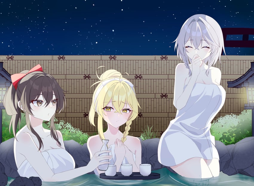 hakurei reimu, kirisame marisa, and izayoi sakuya (touhou) drawn by wa_layla